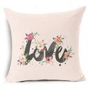 Ljojo Letter Print Pillow Case 45x45 cm Linen Cushion Cover for Home Decor