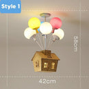Ljojo Wooden House Balloon LED Ceiling Lights Chandelier for Living Room Decoration