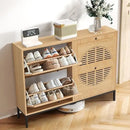 Ljojo™ Farmhouse Shoe Cabinet with Flip Drawers, Slim Shoe Storage Organizer