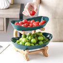 Ljojo 2/3 Layer Wooden Dinnerware Set - Partitioned Fruit Bowl, Candy Trays, Salad Bowl