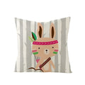 Ljojo Lovely Animals Linen Cushion Cover - Cute Bear Fox Deer Print