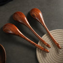 Ljojo Long Handle Wooden Rice Spoon for Noodles, Soup & Everyday Use