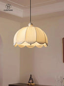 French Cream-Style Fabric E27 Pendant Light Chandelier for Bedroom & Living Room by Ljojo