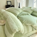 Ljojo Milk Fleece Bed 4-Piece Set, Coral Fleece Mattress, Double Quilt Cover, Bed Sheet