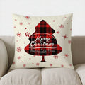 Ljojo Merry Christmas Red Plaid Holiday Pillow Cover - for Sofa, Bedroom, Car