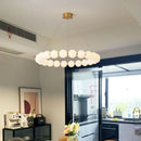 Nordic Modern Cream Pearl Circle LED Chandelier for Elegant Living & Dinning Spaces by Ljojo