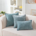 Blue Chenille Luxury Lumbar Pillow Case for Bed Sofa Couch by Ljojo