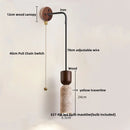 Ljojo LED Wall Sconce Light Fixture Yellow Travertine Stone Wood Nordic Design