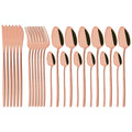 Ljojo 24-Piece Stainless Steel Dinnerware Set White Silver Flatware Tableware Kit