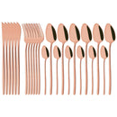 Ljojo 24-Piece Stainless Steel Dinnerware Set White Silver Flatware Tableware Kit