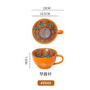 Ljojo 400ml Bohemian Ceramic Mugs for Coffee, Milk, Oatmeal, Microwaveable
