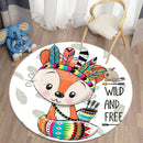 Ljojo Lion Cartoon Animal Round Carpet for Living Room Children's Bedroom