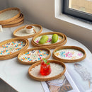 Ljojo Light Luxury Shell Inlaid Rattan Storage Basket Tray