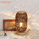 Wabi-sabi Rattan Twine LED Table Lamp Hand Knitted Chandelier by Ljojo