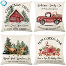 Christmas Decor Pillow Cover 18x18 in Linen Throw - Ljojo Home Decor