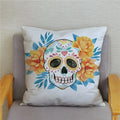 Colorful Day Of The Dead Skull Pattern Pillow Cover by Ljojo