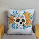 Colorful Day Of The Dead Skull Pattern Pillow Cover by Ljojo