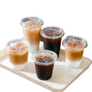 Ljojo 16oz Clear Plastic Coffee Cups with Straight Covers, 20pcs Smoothie Cups