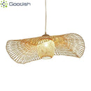 Bamboo Wooden Straw Hat LED Pendant Light Chandelier for Living Room Home Decoration