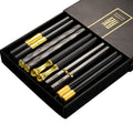 Ljojo Metal Chopsticks Set of 5 Pairs Reusable Korean Sushi Sticks Alloy Tableware