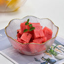 Ljojo Medium Glass Bowl, Household Tableware, Gold-Plated Fruit Salad Plate