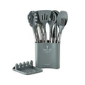 Ljojo 13-Piece Silicone Kitchen Utensil Set with Stainless Steel Handles and Storage Bucket