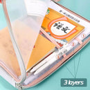 Ljojo™ Double-layer Mesh Zipper Stationery Organizer: Large Capacity School Office Supplies Bag
