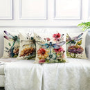 Dragonfly Floral Pattern Pillowcase x Ljojo: Living Room Sofa Chair Cushion Cover