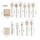 Ljojo 13-Piece Silicone Kitchen Utensil Set with Stainless Steel Handles and Storage Bucket
