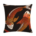 Ljojo Lotus Carp Print Cushion Cover for Home Decor on Mahogany Chair
