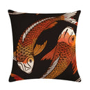 Ljojo Lotus Carp Print Cushion Cover for Home Decor on Mahogany Chair