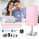 Ljojo LED Desk Lamp with Touch Control, USB-C+A Port, Dual AC Outlets, Rechargeable Battery