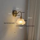 Ljojo LED Glass Wall Sconce with Pull Chain Switch for Modern Luxury Bedroom Lighting