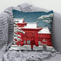 Ljojo Lucky Cat Mount Fuji Art Cushion Cover - Japanese Style Throw Pillow