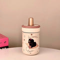 Ljojo 500ml Stainless Steel Cat Coffee Tumbler Thermos with Straw and Handle