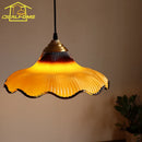 French Medieval Retro Glass Petal Pendant Lights LED E27 Designer Cream Wind Hanging Lamp for Kitchen Island by Ljojo