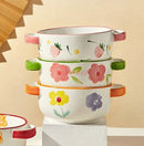 Ljojo 4.7-inch Ceramic Double Ear Steamed Egg Bowl