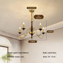 American Retro Candle Chandelier Living Room Solid Wood Iorn Pendant Light by Ljojo