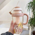 Ljojo 1200ml Sport Water Bottle with Tea Infuser and Straw, Handle - Cute Design