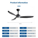 Ljojo 52" DC Motor Ceiling Fan with Remote Control and LED Light