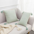 Ljojo Linen Embroidery Leaves Cushion Cover - Beige Green 45x45cm