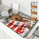 Christmas Deer Socks Berries Non-Slip Drying Mat by Ljojo