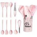 Ljojo 10-Piece Pink Silicone Utensil Set with Box - Non-Stick Kitchen Tools