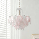 French Pink Glass Pendant Light Romantic Bedroom Decor by Ljojo: LED Indoor Lighting Gradient E14 Suspend Lamp