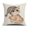 Funny Cats Print Pillow Case for Home Decor by Ljojo: 45x45cm Linen Cover
