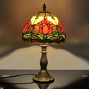 American Tiffany Style Tulip Table Lamp Stained Glass Living Room Night Light - Ljojo