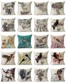 Ljojo Linen Cushion Cover 45x45cm, Flower & Animal Design for Sofa & Bed