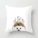 Cute Animals Print Decor Pillowcase by Ljojo - Pink Flower Theme