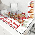 Christmas Gingerbread Snowflake Drying Mat by Ljojo: Non-Slip Absorbent Kitchen Placemat