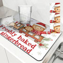 Christmas Gingerbread Snowflake Drying Mat by Ljojo: Non-Slip Absorbent Kitchen Placemat